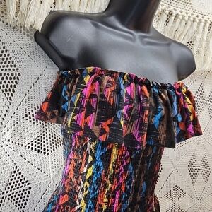 Planet Gold size small strapless jumper. Multi-color Aztec wide leg